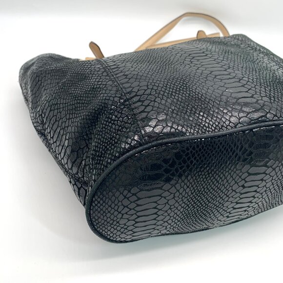 Michael Kors Jet Set Black Embossed Python Tote - Picture 6 of 13